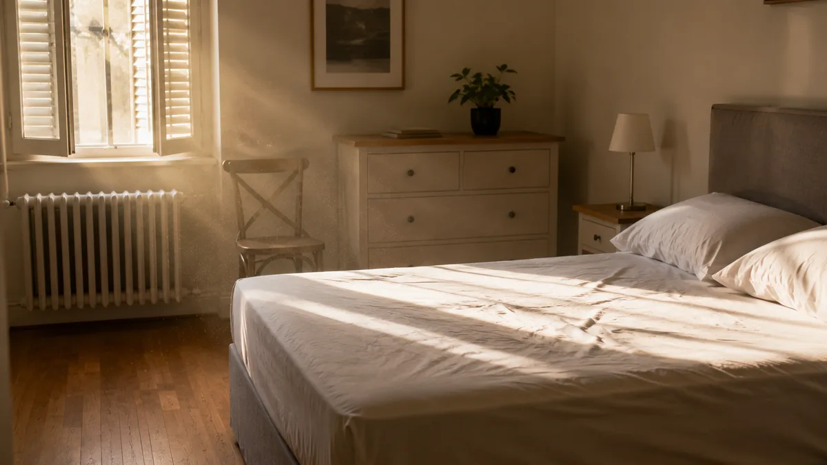 Inspection d'un matelas dans un logement en location au retour de vacances