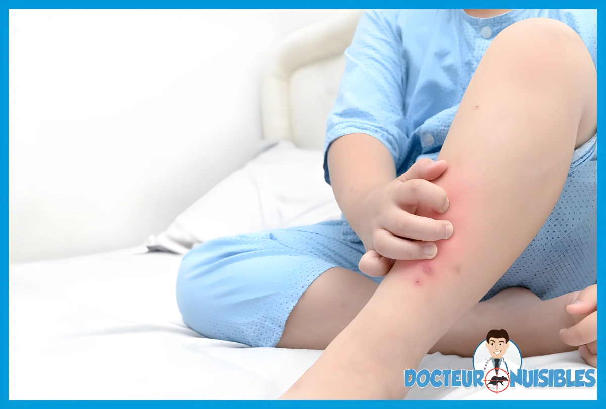 boutons de punaises de lit sur la peau enfant piqures alignées rouge