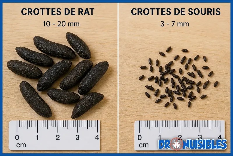 crottes de rats et souris comparaison infestation rongeurs