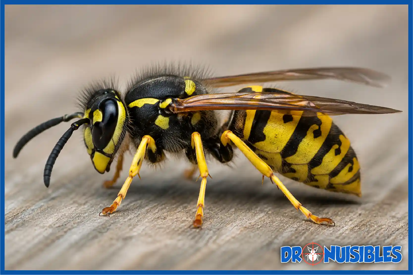 Guêpe commune Vespula vulgaris observée en gros plan