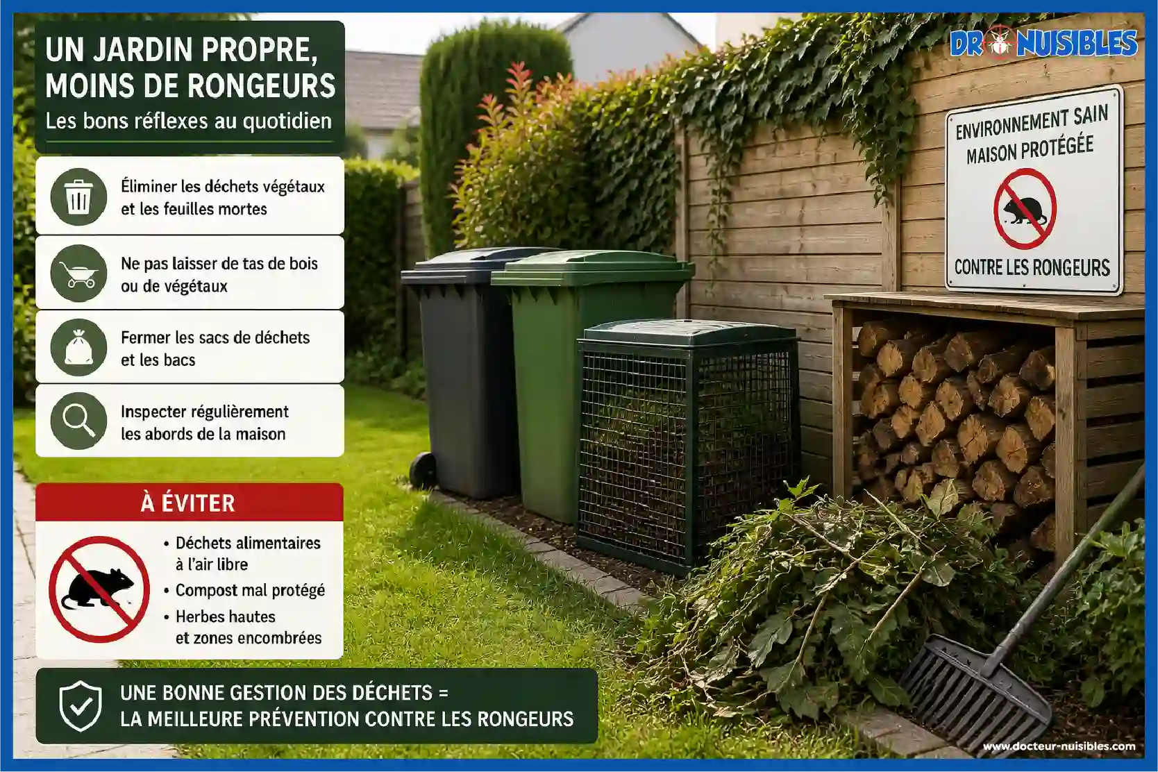 jardin propre sans dechets verts pour eviter infestation de rongeurs