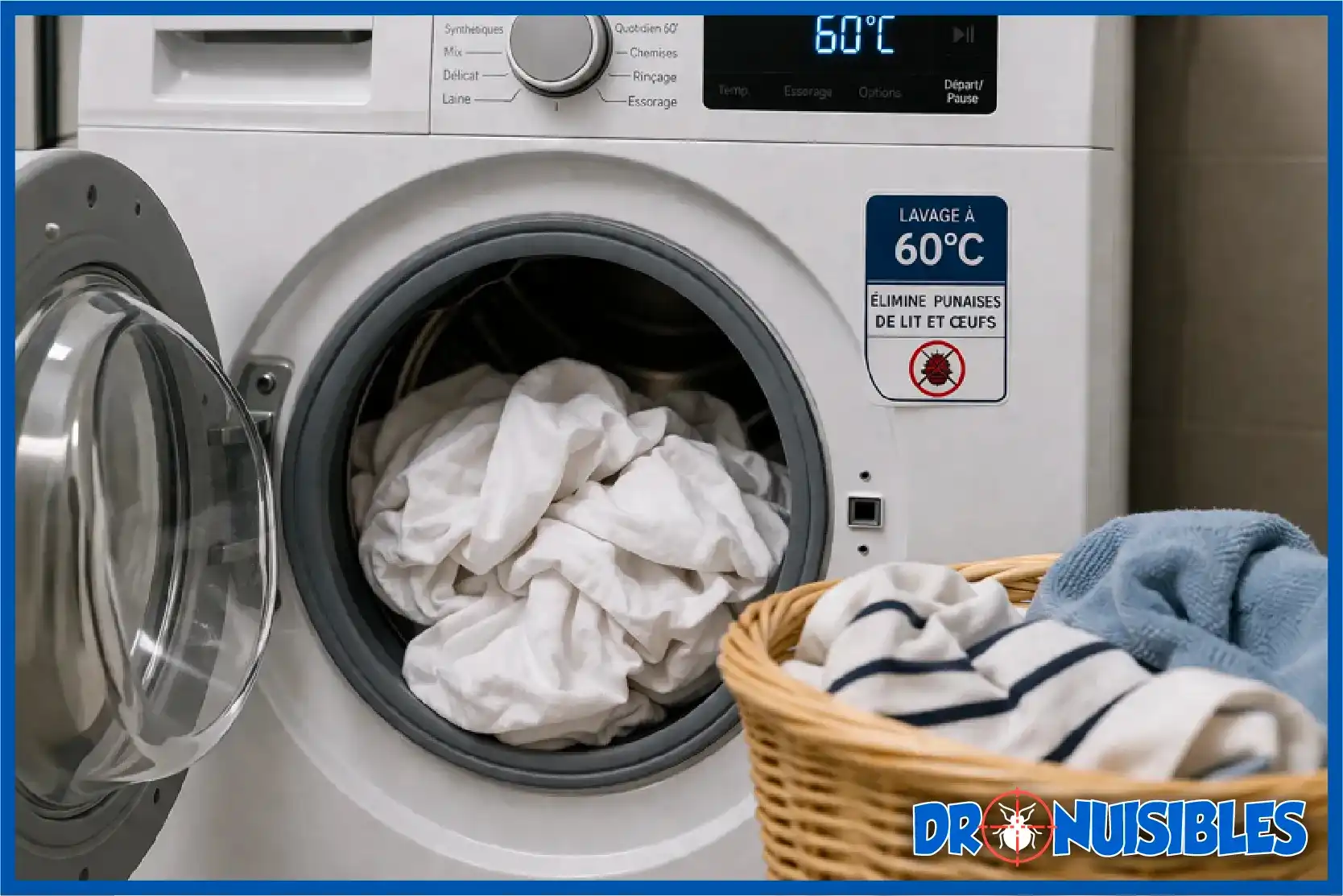 lavage 60 degres punaises de lit machine a laver haute temperature elimination oeufs et nymphes
