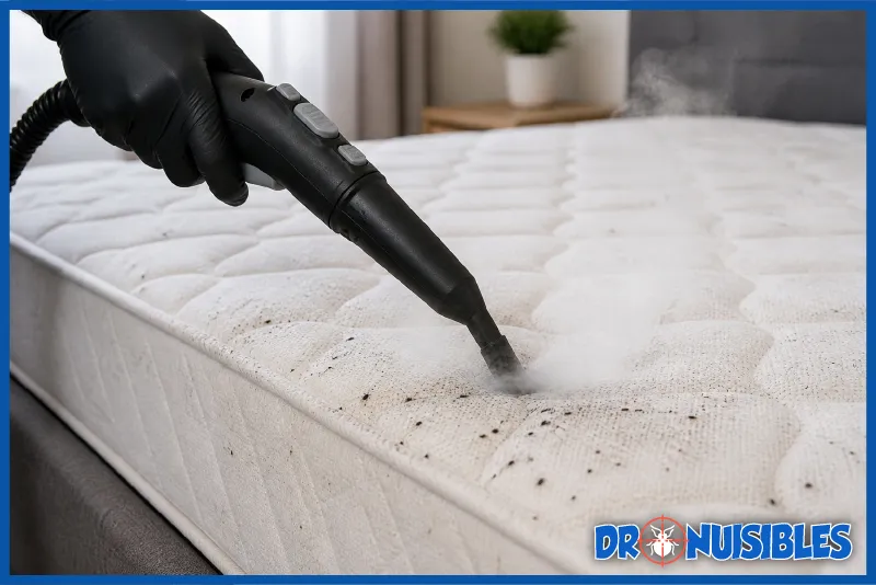 nettoyage des crottes de punaises de lit avec vapeur sèche et traitement haute température