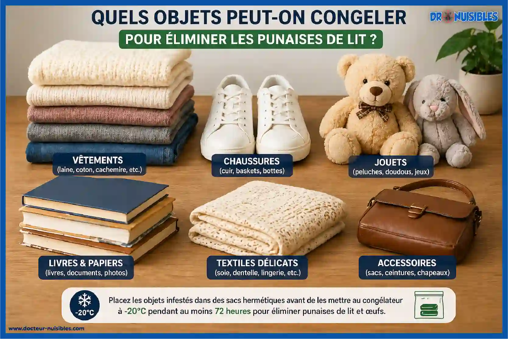 objets a congeler punaises de lit vetements chaussures peluches livres objets infestes traitement