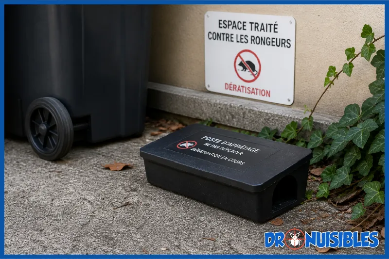 poste appatage deratisation exterieur proche poubelles prevention rongeurs