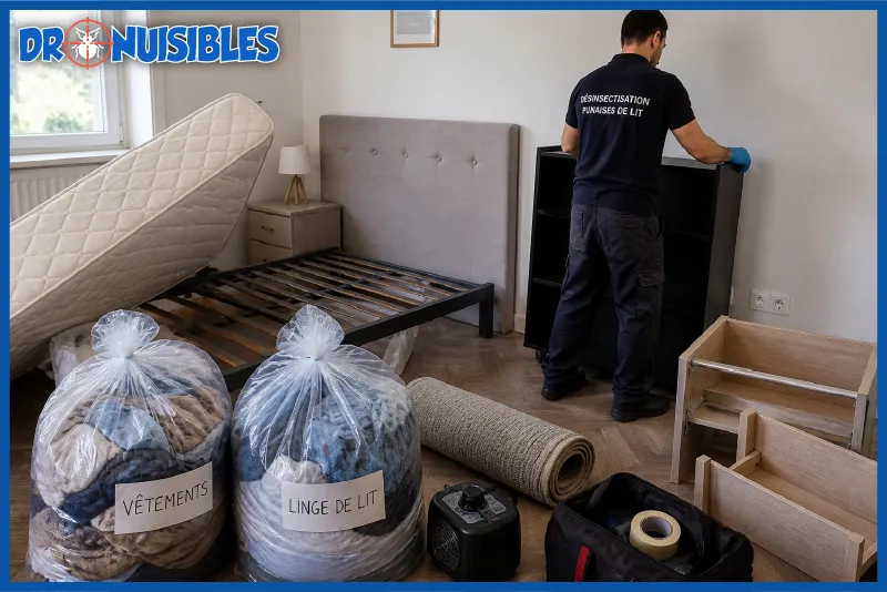 préparer appartement avant désinsectisation punaises de lit meubles déplacés matelas relevé