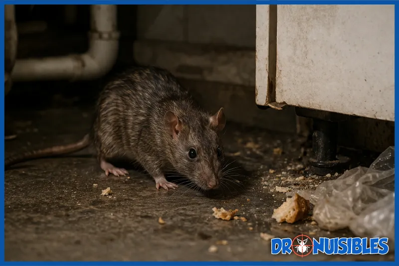 rat brun dans maison presence de rongeurs cuisine nuit