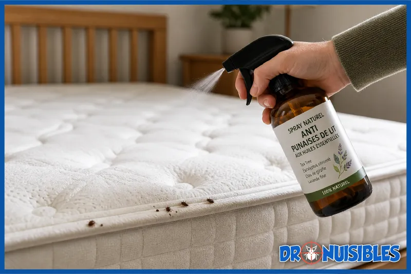 application spray huiles essentielles sur matelas infesté de punaises de lit