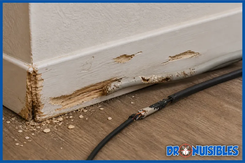 traces de dents rats cable ronge plinthe degats rongeurs