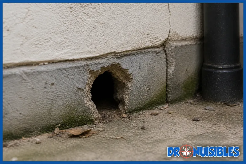 point entree rat trou mur maison passage rongeur