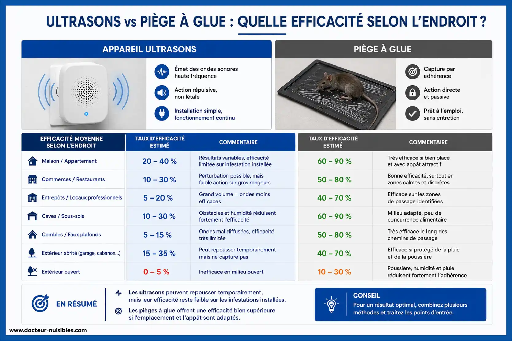 Comparaison entre ultrasons et piège à glue contre les rats