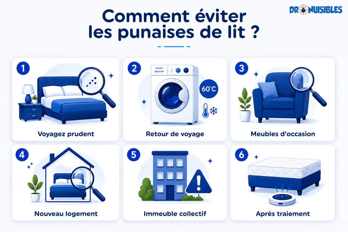 Comment éviter une infestation de punaises de lit : infographie 6 conseils de prévention