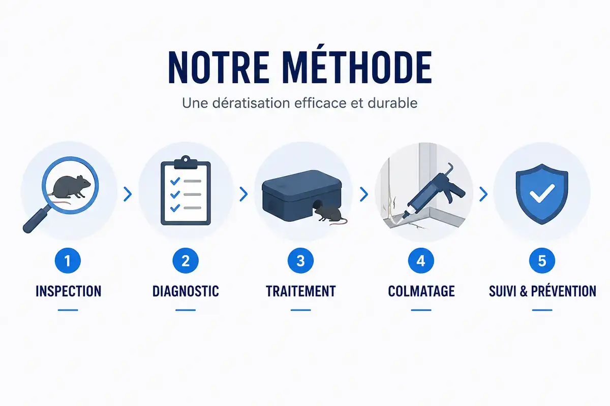 Les étapes d'une intervention de dératisation professionnelle.